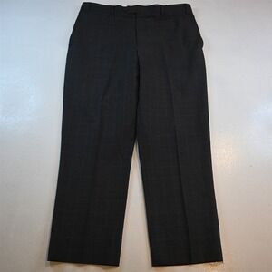 Bespoke 36x29 Gray Plaid 100% Wool Flat Front Classic Dress Mens Pants